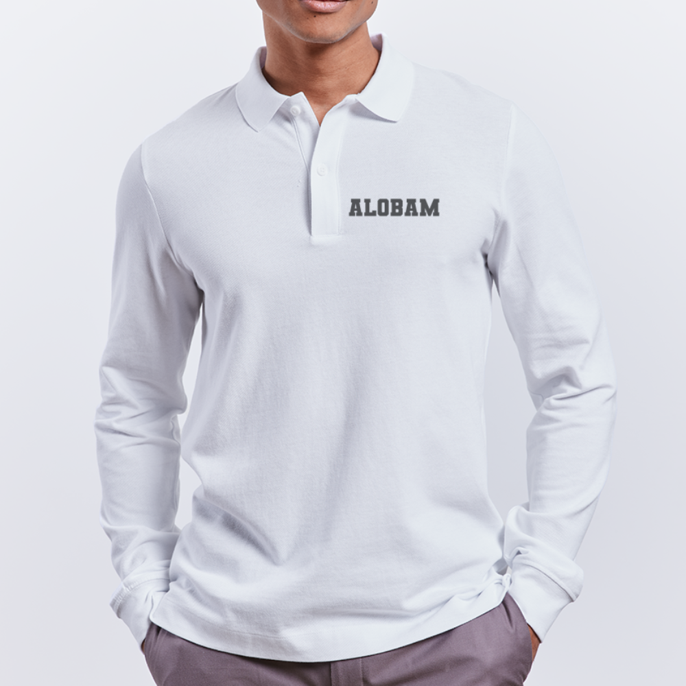 ALOBAM  Organic Unisex Long-Sleeved Polo Shirt - white