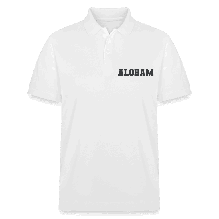 the Alobam Unisex Organic Polo Shirt in piqué cotton with ribbed collar and two-button placket.