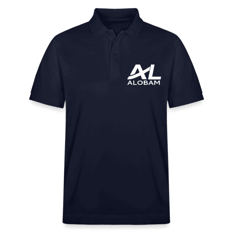Alobam Organic Cotton Polo Shirt in unisex fit with ribbed collar, structured piqué fabric, and side vents.
