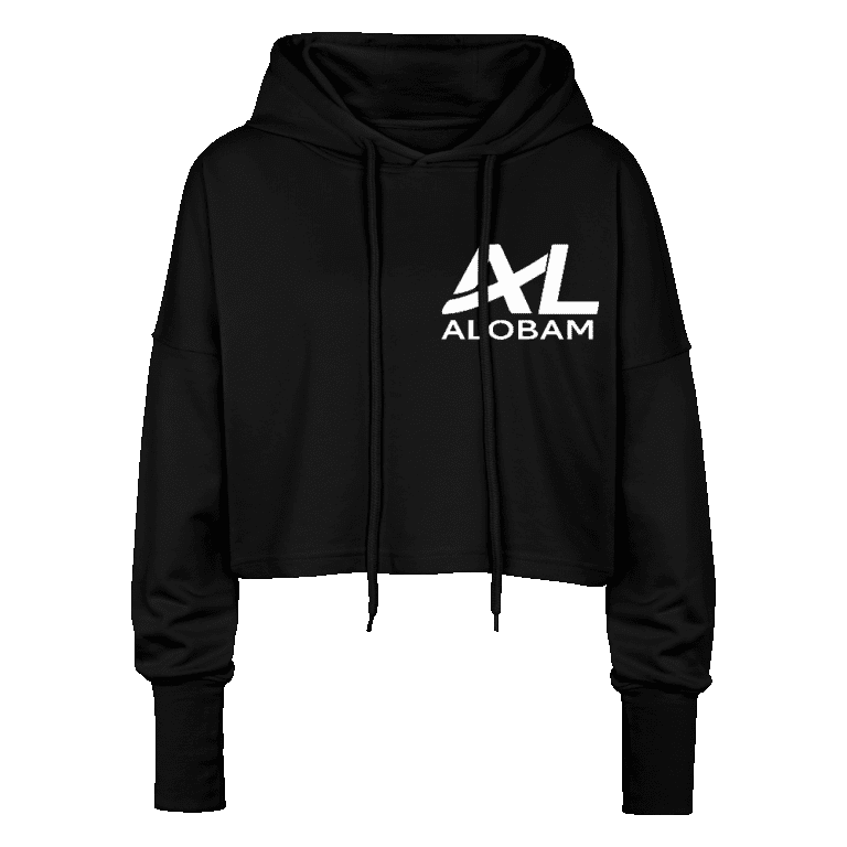 Alobam Light Cropped Hoodie for women with overcut shoulders, long cuffs, and organic cotton blend fabric.